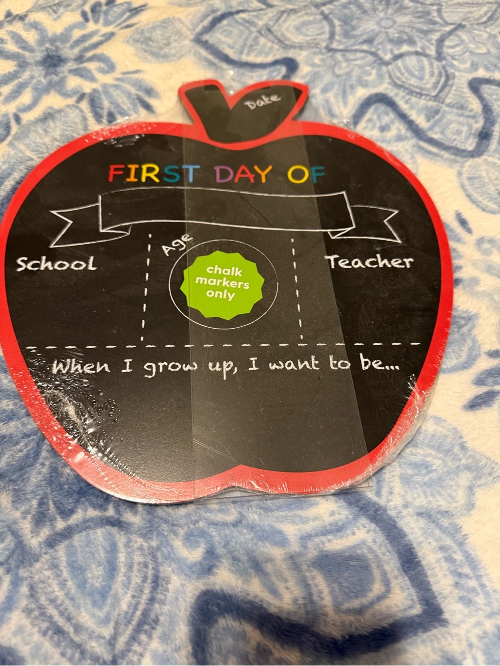 First Day of School Apple Chalkboard Sign - Red and Black NEW